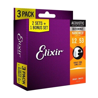 CORDA DE VIOLAO ELIXIR NW 80/20 NW LT 16539X 3PACK Bess Shop