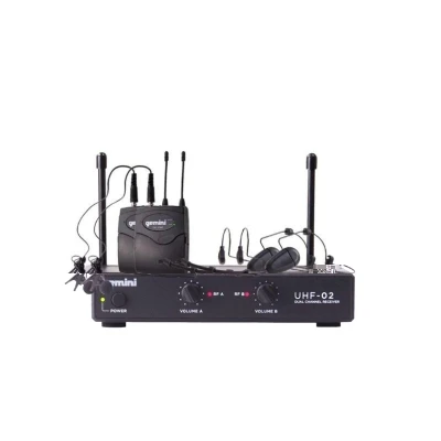 MICROFONE GEMINI UHF 02HL CABECA DUPLO Bess Shop