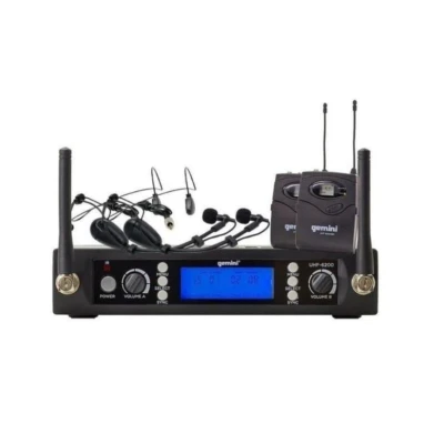 MICROFONE GEMINI UHF 6200HL CABECA DUPLO Bess Shop